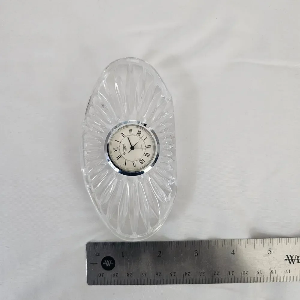 Waterford Crystal Quartz Desk Clock, Oval Starburst Design